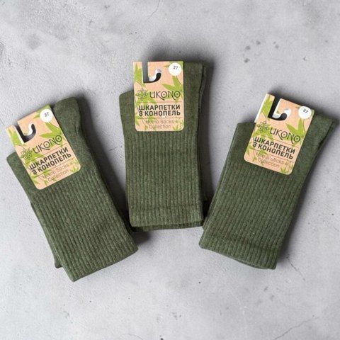 Конопляні шкарпетки Ukono, 3 пари - хакі - купити онлайн, доставка по Україні