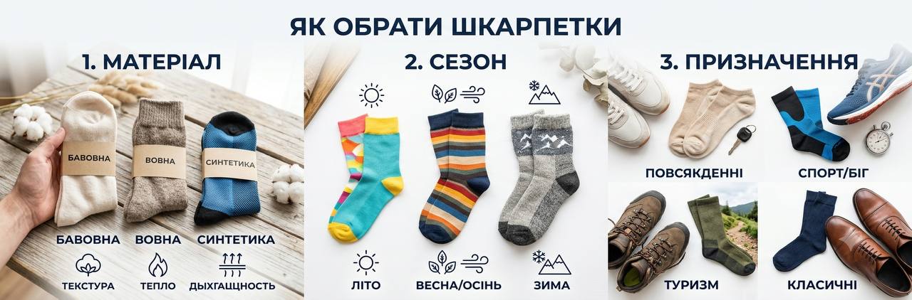 Як обрати шкарпетки за матеріалом, сезоном і призначенням